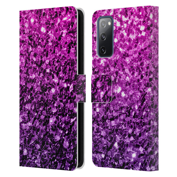 PLdesign Glitter Sparkles Purple Pink Leather Book Wallet Case Cover For Samsung Galaxy S20 FE / 5G