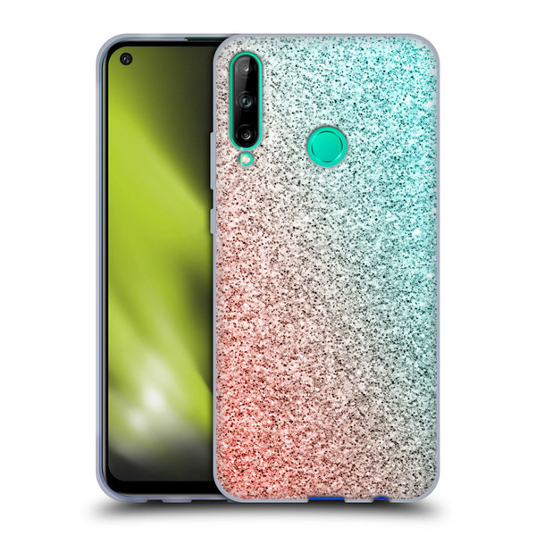 PLdesign Sparkly Coral Coral Pink Viridian Green Soft Gel Case for Huawei P40 lite E