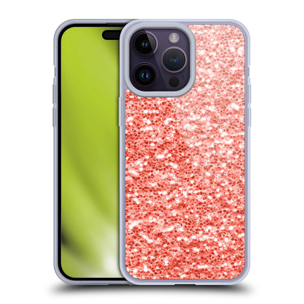 PLdesign Sparkly Coral Coral Sparkle Soft Gel Case for Apple iPhone 14 Pro Max