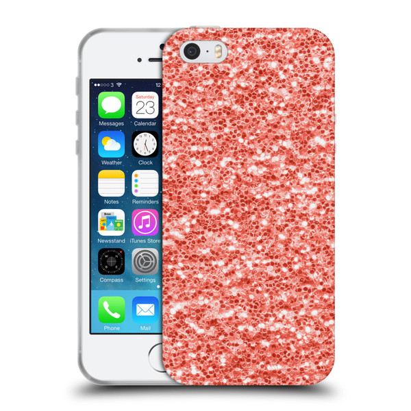 PLdesign Sparkly Coral Coral Sparkle Soft Gel Case for Apple iPhone 5 / 5s / iPhone SE 2016