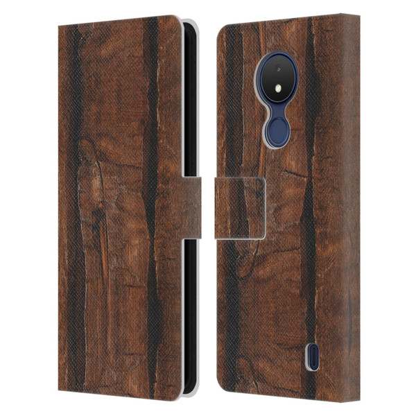 PLdesign Wood And Rust Prints Rustic Brown Old Wood Leather Book Wallet Case Cover For Nokia C21