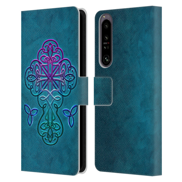 Brigid Ashwood Crosses Celtic Leather Book Wallet Case Cover For Sony Xperia 1 IV