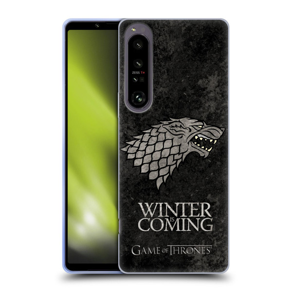 HBO Game of Thrones Dark Distressed Look Sigils Stark Soft Gel Case for Sony Xperia 1 IV