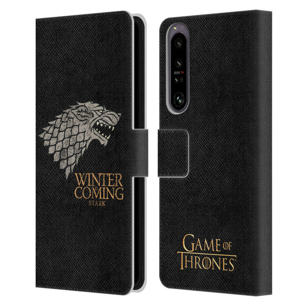 HBO Game of Thrones House Mottos Stark Leather Book Wallet Case Cover For Sony Xperia 1 IV