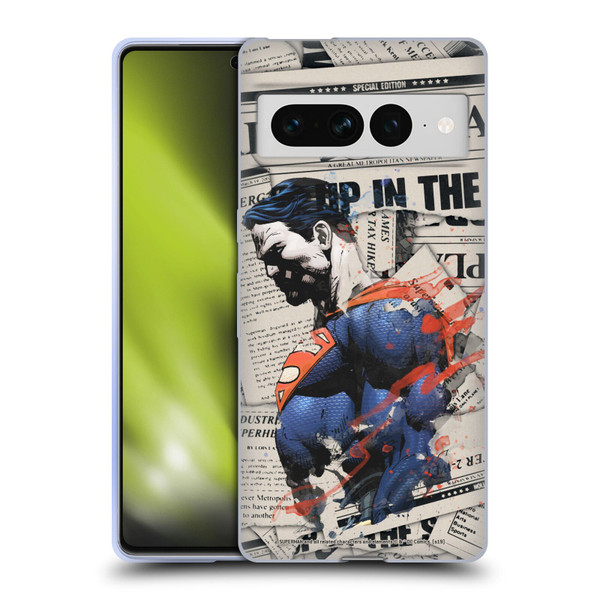 Superman DC Comics 80th Anniversary Newspaper Soft Gel Case for Google Pixel 7 Pro