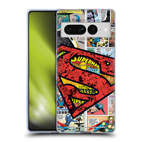 Superman DC Comics Comicbook Art Oversized Logo Soft Gel Case for Google Pixel 7 Pro