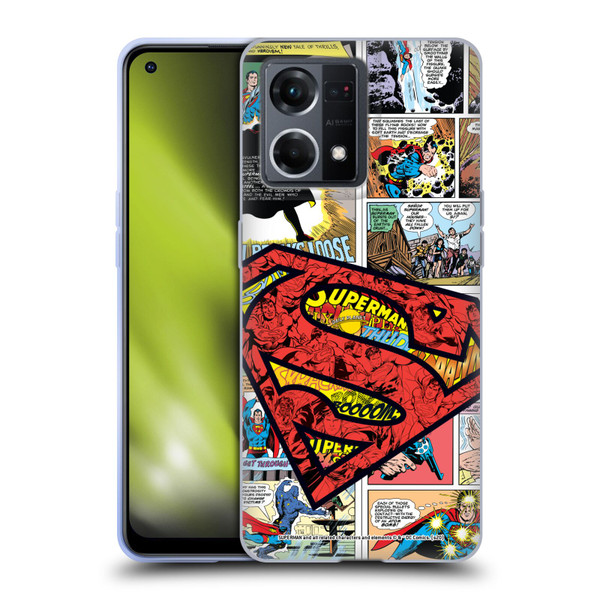 Superman DC Comics Comicbook Art Oversized Logo Soft Gel Case for OPPO Reno8 4G
