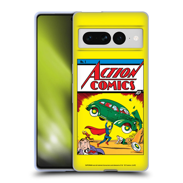 Superman DC Comics Famous Comic Book Covers Action Comics 1 Soft Gel Case for Google Pixel 7 Pro