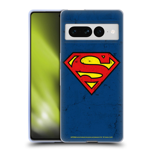 Superman DC Comics Logos Distressed Look Soft Gel Case for Google Pixel 7 Pro
