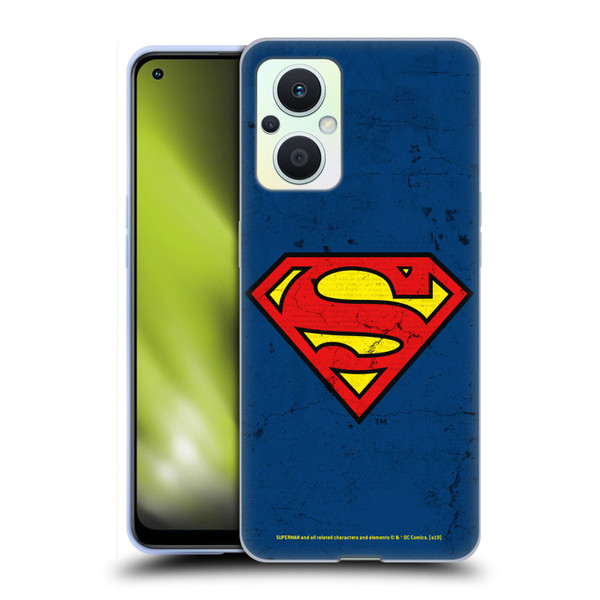 Superman DC Comics Logos Distressed Look Soft Gel Case for OPPO Reno8 Lite