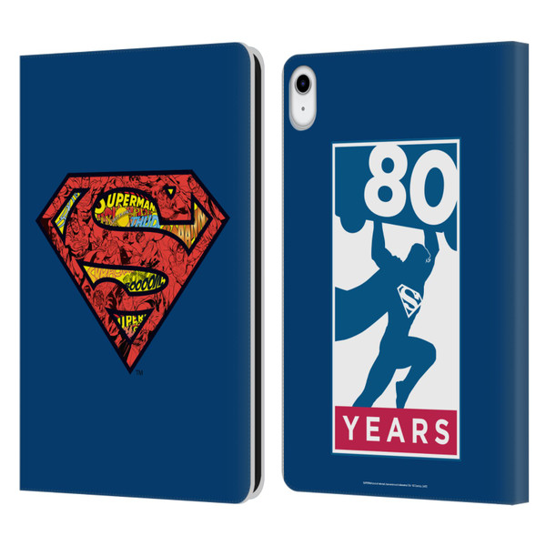 Superman DC Comics 80th Anniversary Logo Leather Book Wallet Case Cover For Apple iPad 10.9 (2022)