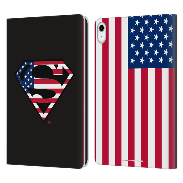 Superman DC Comics Logos U.S. Flag 2 Leather Book Wallet Case Cover For Apple iPad 10.9 (2022)