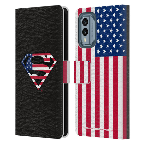 Superman DC Comics Logos U.S. Flag 2 Leather Book Wallet Case Cover For Nokia X30