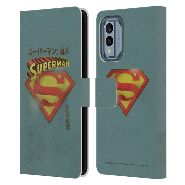Superman DC Comics Vintage Fashion Japanese Logo Leather Book Wallet Case Cover For Nokia X30
