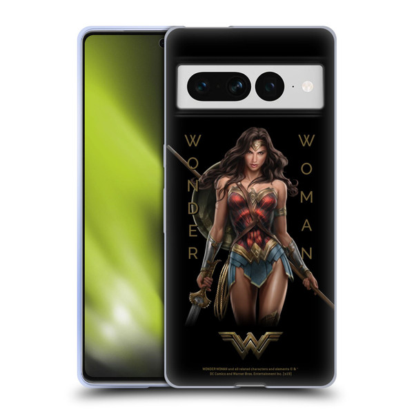 Wonder Woman Movie Character Art Typography Soft Gel Case for Google Pixel 7 Pro