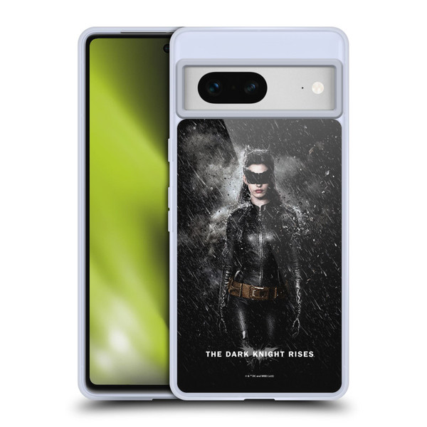 The Dark Knight Rises Key Art Catwoman Rain Poster Soft Gel Case for Google Pixel 7