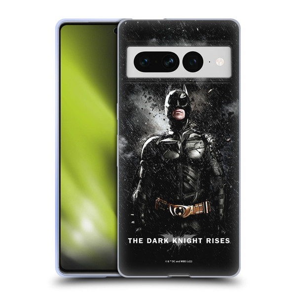 The Dark Knight Rises Key Art Batman Rain Poster Soft Gel Case for Google Pixel 7 Pro