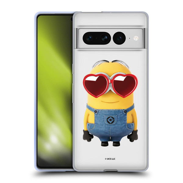 Minions Rise of Gru(2021) Valentines 2021 Heart Glasses Soft Gel Case for Google Pixel 7 Pro