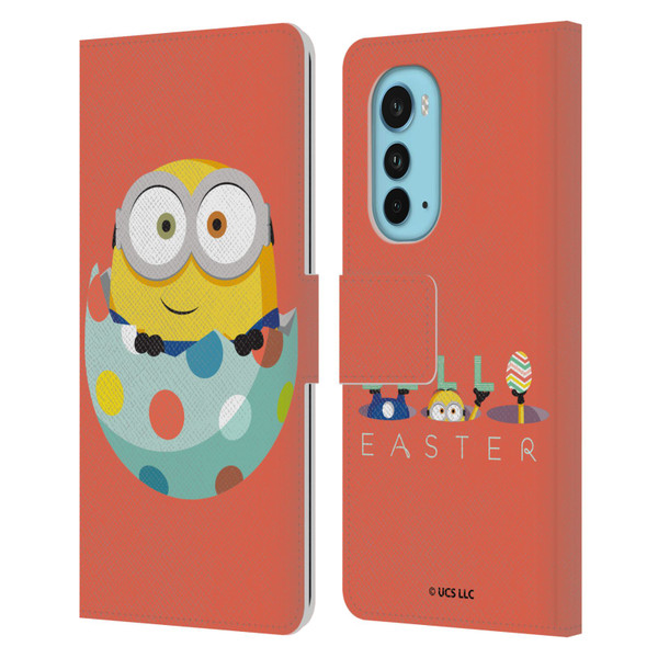 Minions Rise of Gru(2021) Easter 2021 Bob Egg Leather Book Wallet Case Cover For Motorola Edge (2022)