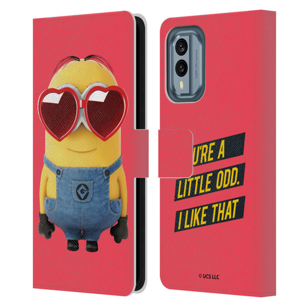 Minions Rise of Gru(2021) Valentines 2021 Heart Glasses Leather Book Wallet Case Cover For Nokia X30