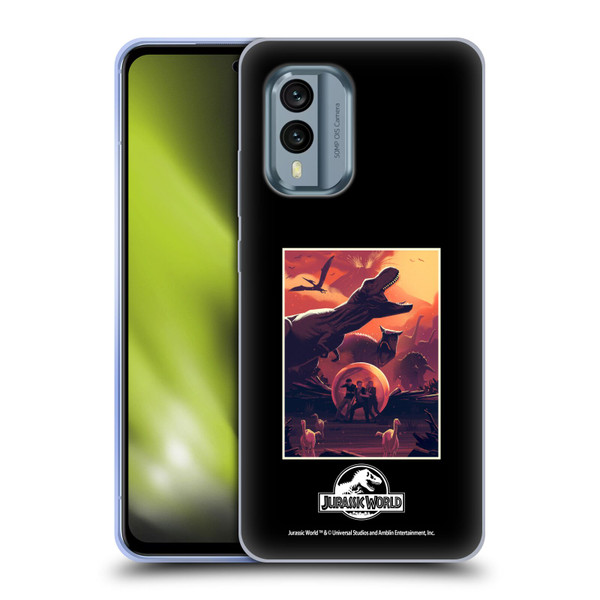 Jurassic World Vector Art Volcano Escape Soft Gel Case for Nokia X30