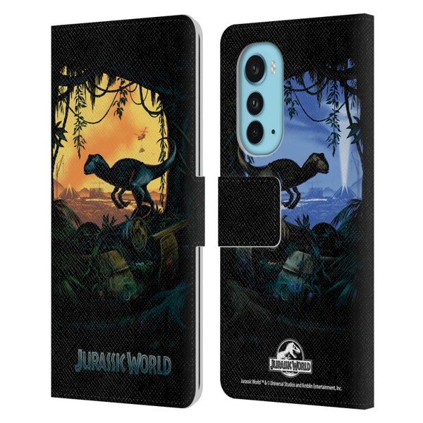 Jurassic World Key Art Blue Velociraptor Leather Book Wallet Case Cover For Motorola Edge (2022)