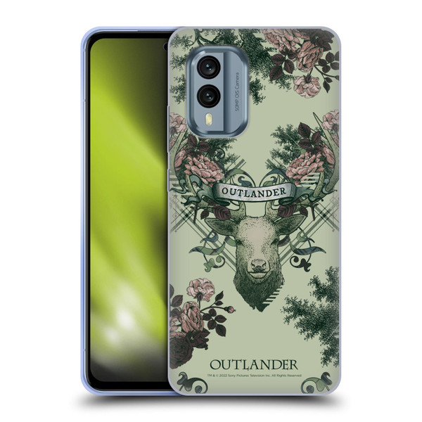 Outlander Composed Graphics Floral Deer Soft Gel Case for Nokia X30