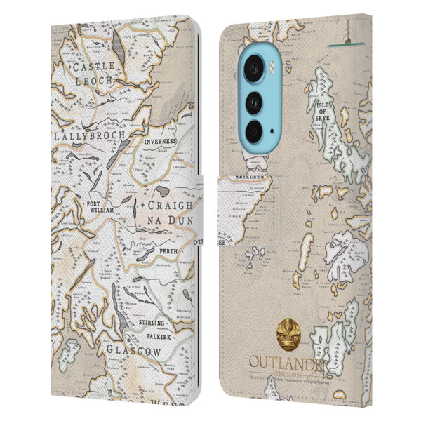 Outlander Seals And Icons Map Leather Book Wallet Case Cover For Motorola Edge (2022)