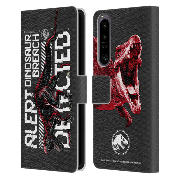 Jurassic World Fallen Kingdom Key Art Dinosaur Breach Leather Book Wallet Case Cover For Sony Xperia 1 IV