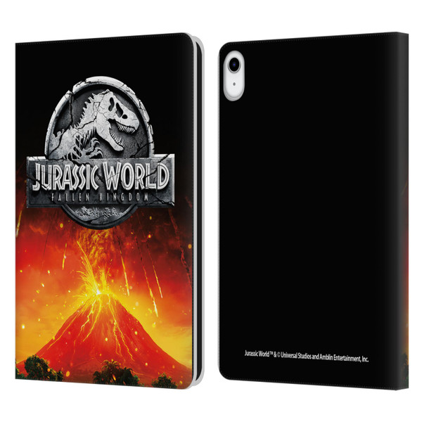 Jurassic World Fallen Kingdom Logo Volcano Eruption Leather Book Wallet Case Cover For Apple iPad 10.9 (2022)