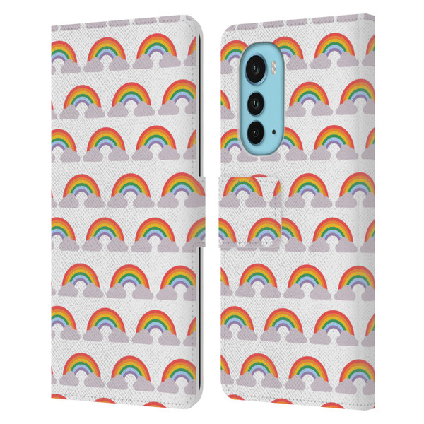 Pepino De Mar Rainbow Pattern Leather Book Wallet Case Cover For Motorola Edge (2022)