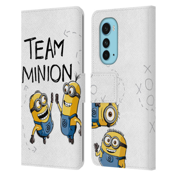 Despicable Me Minion Graphics Team High Five Leather Book Wallet Case Cover For Motorola Edge (2022)