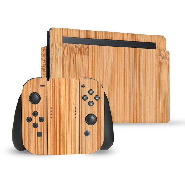 PLdesign Art Mix Light Brown Bamboo Vinyl Sticker Skin Decal Cover for Nintendo Switch Bundle