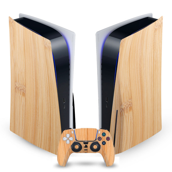 PLdesign Art Mix Light Brown Bamboo Vinyl Sticker Skin Decal Cover for Sony PS5 Disc Edition Bundle