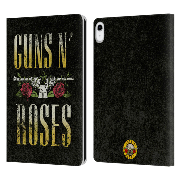Guns N' Roses Key Art Text Logo Pistol Leather Book Wallet Case Cover For Apple iPad 10.9 (2022)