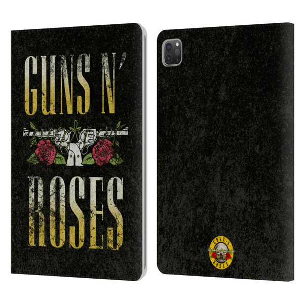 Guns N' Roses Key Art Text Logo Pistol Leather Book Wallet Case Cover For Apple iPad Pro 11 2020 / 2021 / 2022