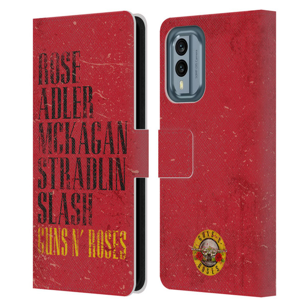 Guns N' Roses Vintage Names Leather Book Wallet Case Cover For Nokia X30