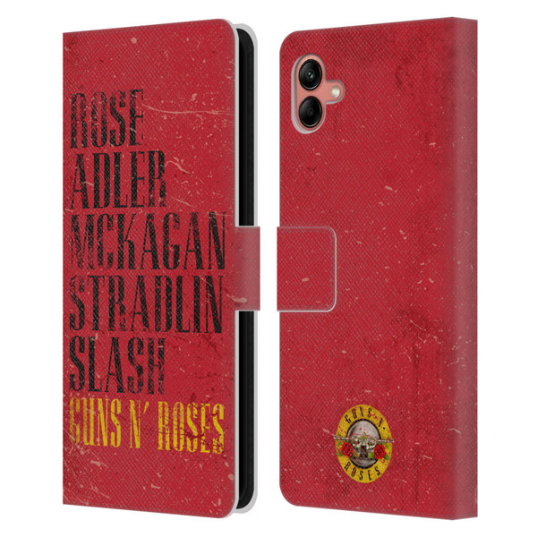 Guns N' Roses Vintage Names Leather Book Wallet Case Cover For Samsung Galaxy A04 (2022)