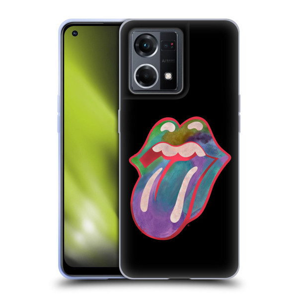 The Rolling Stones Graphics Watercolour Tongue Soft Gel Case for OPPO Reno8 4G