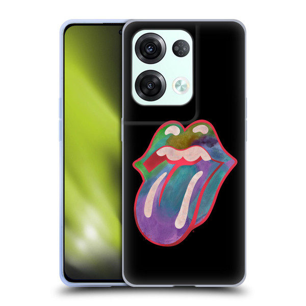 The Rolling Stones Graphics Watercolour Tongue Soft Gel Case for OPPO Reno8 Pro