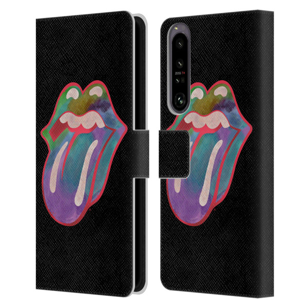The Rolling Stones Graphics Watercolour Tongue Leather Book Wallet Case Cover For Sony Xperia 1 IV