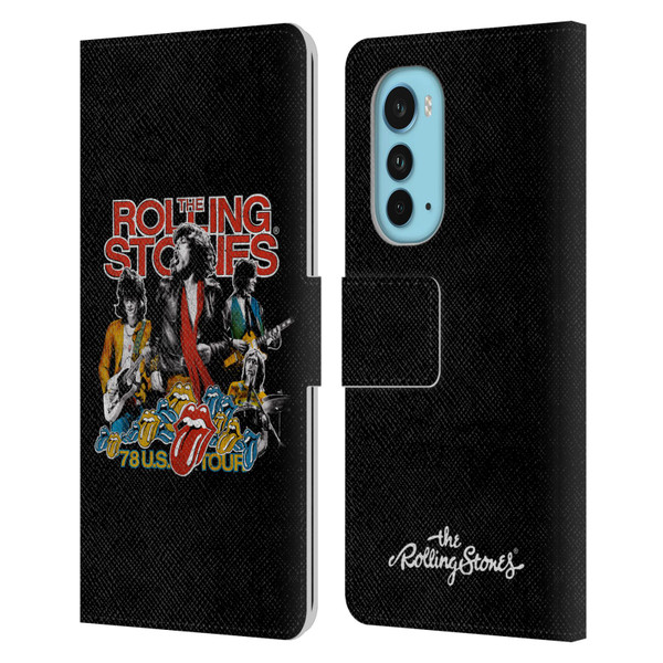 The Rolling Stones Key Art 78 Us Tour Vintage Leather Book Wallet Case Cover For Motorola Edge (2022)