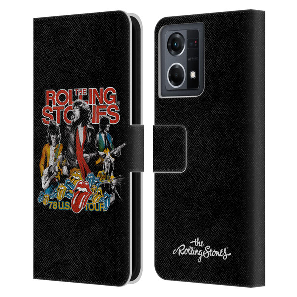 The Rolling Stones Key Art 78 Us Tour Vintage Leather Book Wallet Case Cover For OPPO Reno8 4G