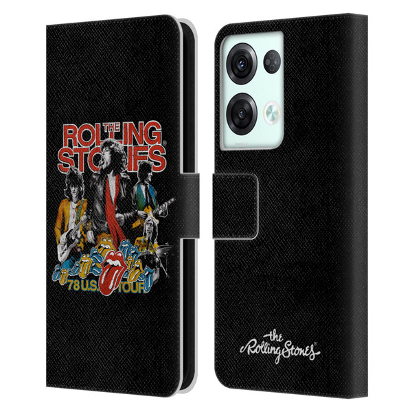 The Rolling Stones Key Art 78 Us Tour Vintage Leather Book Wallet Case Cover For OPPO Reno8 Pro