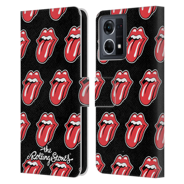 The Rolling Stones Licks Collection Tongue Classic Pattern Leather Book Wallet Case Cover For OPPO Reno8 4G