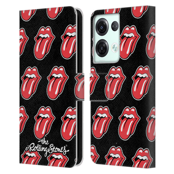 The Rolling Stones Licks Collection Tongue Classic Pattern Leather Book Wallet Case Cover For OPPO Reno8 Pro