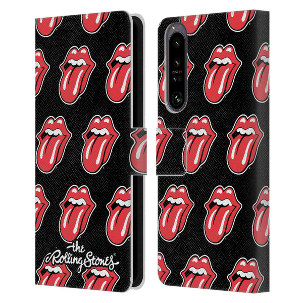 The Rolling Stones Licks Collection Tongue Classic Pattern Leather Book Wallet Case Cover For Sony Xperia 1 IV