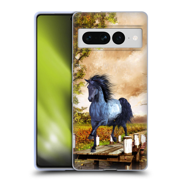 Simone Gatterwe Horses On The Lake Soft Gel Case for Google Pixel 7 Pro