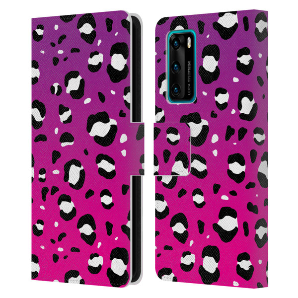 Grace Illustration Animal Prints Pink Leopard Leather Book Wallet Case Cover For Huawei P40 5G