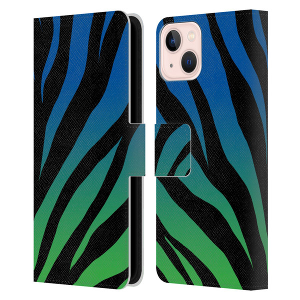 Grace Illustration Animal Prints Ombré Leopard Leather Book Wallet Case Cover For Apple iPhone 13